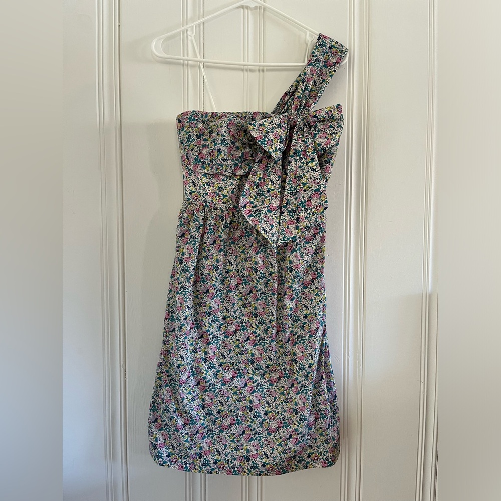 J Crew x Liberty of London floral one shoulder dress
